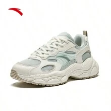 Anta 女士低帮厚底休闲运动鞋，百搭设计，2025 年春季新品，货号 122518812 - 白灰綠/象牙白 - 查看 2