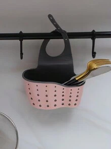 2pcs Rubber Material Kitchen Sink Rack, Adjustable Dish Drying Rack With Hanging Bag, Sponge & Brush Holder, Ginger & Garlic Basket, Double Layer Drainer Basket, Storage Basket, Bathroom & Kitchen Organizer