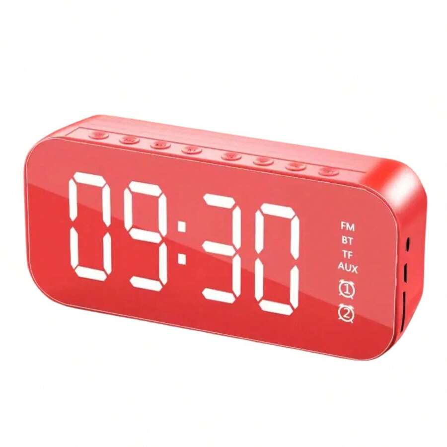 Reloj Despertador Digital Multifuncional con Bluetooth y Radio FM - Rojo - Ver 1