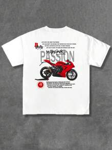 Kaos Lengan Pendek Pria Model Baru, Model Balap Kasual, dengan Cetakan Huruf Personalisasi, Dipadukan dengan Celana Kasual, Cocok untuk Perjalanan/Liburan/Berkemah di Luar Ruangan/Olahraga, Balap Internasional - Putih - View 3