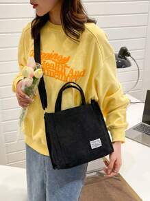 Large Capacity Canvas Women's Handbag,Korean Style Small Square Bag, Cross-Border Shoulder Bag, Shoulder Bag, Lunch Bag, Wholesale Bags - Black - View 5