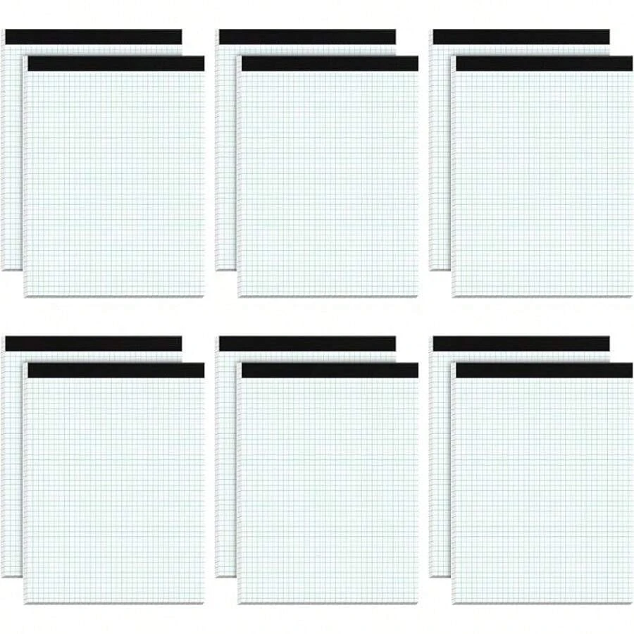 Graph Paper Pad 8.5 X 11, 12 Pack Graph Paper Notebook, 4x4 Graph Ruled, Grid Paper Pad 8-1/2" X 11", Blueprint Quadrille Pads, Grid Paper Notebook 8.5 X 11, White 70 GSM Graft Paper, 30 Sheets/Pad - 8,5 x 11,75 inch Trắng-Hình vuông-Gói 12 (30 tờ) - Xem 1