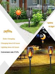 1/2/4/6 pièces, Lumières solaires, Lumières décoratives d'extérieur, Alimentées à l'énergie solaire, Convient pour les festivals, les fêtes, les jardins, les parcs, les lumières décoratives, les lumières de pelouse, Illuminez votre jardin avec la flamme vacillante de l'énergie solaire