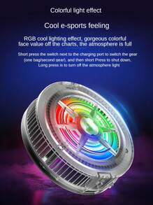 1 pièce Ventilateur de refroidissement pour téléphone avec lumière RGB magnétique noire, ventilateur à cristaux de glace, radiateur de refroidissement à semi-conducteurs, dissipateur de chaleur de jeu pour téléphone/tablette, 2 vitesses réglables ; pochette de transport incluse
