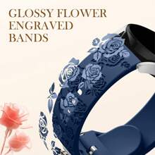 亮面花卉雕刻錶帶，適用 Galaxy Watch 7/6/5/4 (40mm/44mm)、5 Pro、6 Classic (47mm)、Watch 4 Classic 與 Active 2；20mm 柔軟可愛矽膠運動錶帶，相容三星手錶，女款 - Watch 4/5/6/7-20mm - 查看 3