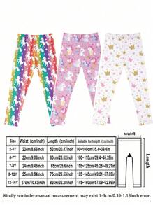 1 Pair Girls Cartoon Print Lightweight Milk Silk Material Leggings, Suitable For Summer Wear