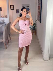 Strapless Dress - Baby Pink - View 3
