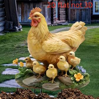 LIXUN 1 pieza Adorno de gallina y polluelos de estilo acrílico 2D, placa multifuncional de tema fantasía elegante, apto para decoración del hogar y la oficina - 1 pieza, muy apropiado para dormitorio, jardín, sala de estar, cocina, baño y comedor