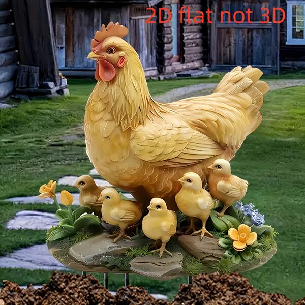 LIXUN 1 قطعة ديكور ثلاثي الأبعاد بأسلوب اكريليك لدجاجة وكتاكيت، لوحة متعددة الاستخدامات بطابع خيالي أنيق، مناسبة لتزيين المنزل والمكتب - قطعة واحدة، مناسبة جدًا لغرفة النوم والحديقة وغرفة المعيشة والمطبخ والحمام وغرفة الطعام
