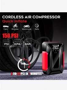 10000mAh Portable Powerhouse - Car Battery Jump Starter, 150PSI Tire Inflator, LED Display, Power Bank, LED Light, 12V Car Battery Booster For 4.0L Gasoline And 2.5L Do Engines, Emergency Roadside Kit