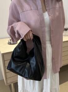 1pc Women's New Hot-Selling Ruffle Cloud Handbag, Fashionable Minimalist Large Capacity, Handheld, Shoulder, Cross-Body, Casual Daily Use