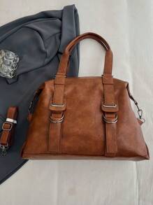 2025 Fashion Soft Leather Casual Shoulder Tote Bag, Vintage Solid Color Versatile Handbag For Work & Daily Use