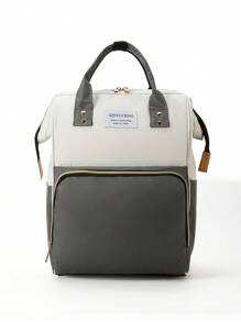 Large Capacity Maternity Bag, Fashionable Diaper Bag For Mom, Oxford Cloth Backpack With Insulated Bottle Holder