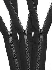 5 件黑色树脂拉链，各种长度（14.57 英寸/17.72 英寸/21.65 英寸/23.62 英寸/29.53 英寸/31.5 英寸），#5 尼龙线圈分离拉链，适用于服装、箱包、家纺等缝纫产品 - 黑色 - 查看 3