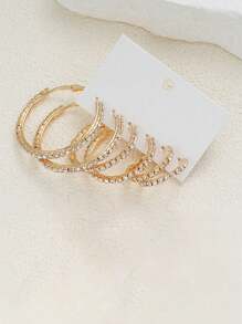 6pcs/12pcs Sets Of Minimalist Elegant Delicate Luxury Earrings, Small & Large Rhinestone-Encrusted Hoop Earrings