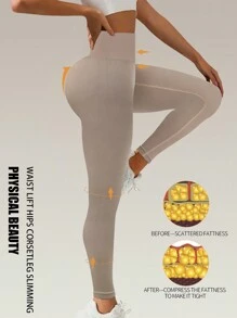 قطعة واحدة من السراويل الرياضية ذات التحكم في البطن والرفع للمؤخرة والنسيج المنسوج العادي عالي المرونة لضبط والتخسيس والبطن المستوي ملابس رياضية نسائية للصالة الرياضية