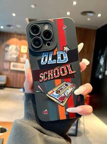 Coque de protection de téléphone anti-chute avec design de bande de lettre et protecteur d'écran compatible avec 16 Pro Max/11/12/13/14 Plus/15 Pro/XR/XS - Multicolore - Voir 1