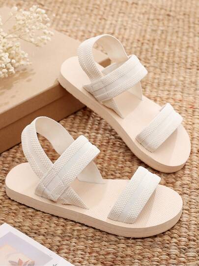 Sandalias planas blancas para mujer, zapatos casuales con correa elástica, sin cordones, para usar en la playa, viajes y todo tipo de temporada