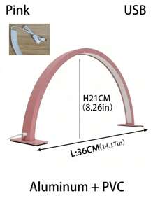 LED 1pc White/Pink Half Moon Nail Table Lamp, 14.1 Inch / 20.4 Inch Size Fill Light, Linear Monochrome Dimming, For Nail, Dresser, Reading Night Lights