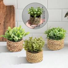 Green Artificial Plants Eucalyptus Grass Woven Small Potted Plants Grass Mound 11cm PE Material Home Decoration