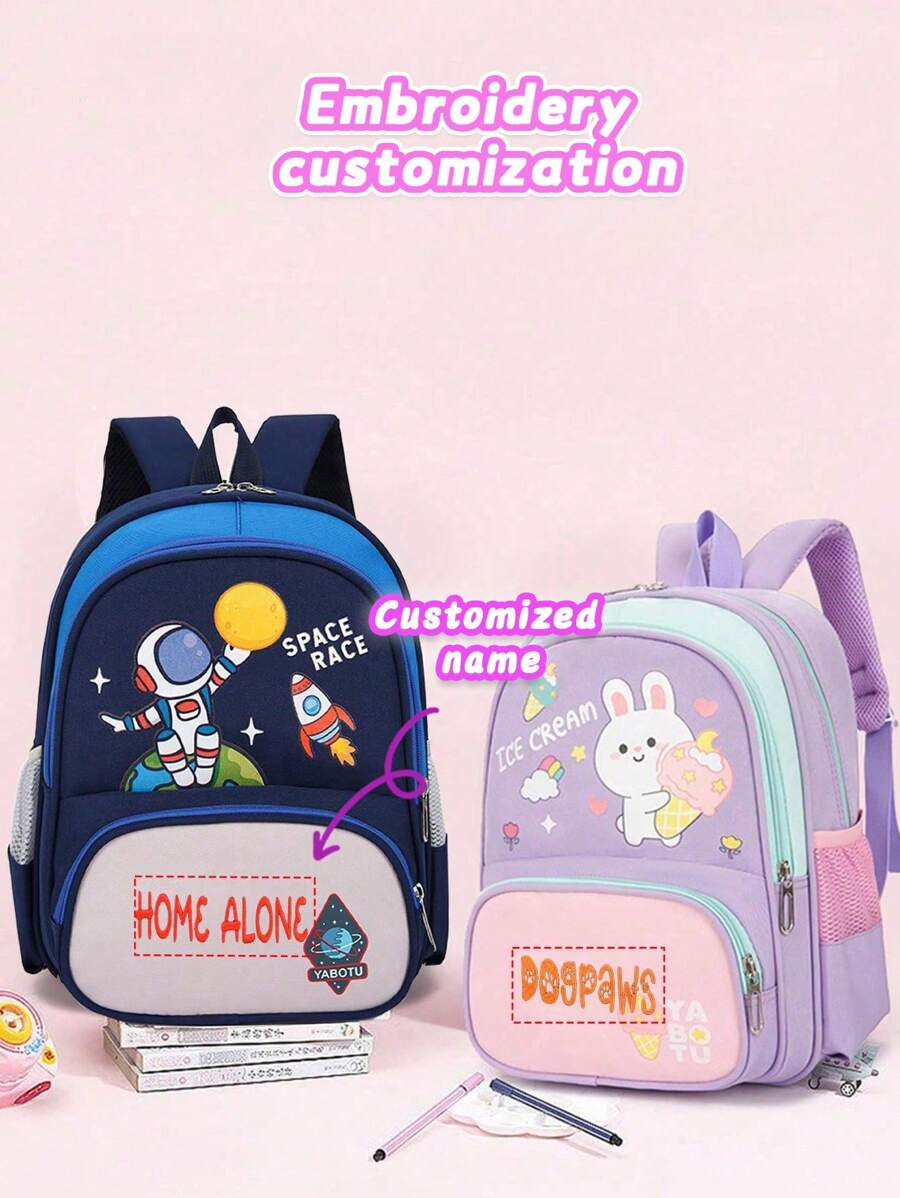 Thêu tùy chỉnh Độc quyền theo tên của bạn Ba lô bảo vệ cột sống Thỏ Ba lô siêu dễ thương Túi đi làm cho học sinh Túi hoạt hình dễ thương Túi đựng đồ đa năng Túi xách cho nữ - Hải quân - Xem 1