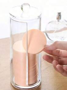 1pc Wattenstaafjeshouder, Make-upremoverpaddispenser, Bedekte make-upremoverpadopbergdoos, Transparante cosmetische organizer, Badkamer make-upstaafjes- en padhouder, Opbergdoos voor reinigingsstaafjes, Multifunctionele opbergdoos, Opbergdoos voor haarringen, Opbergdoos voor cosmetica, Opbergdoos