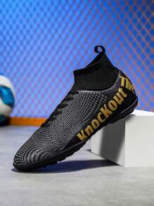 1 para butów piłkarskich dla chłopców, dziecięce trampki z kolorowym wzorem liter sznurowane z przodu, lekkie i wygodne, antypoślizgowe buty sportowe do biegania na świeżym powietrzu