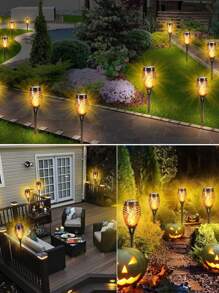 1/2/4/6 pièces, Lumières solaires, Lumières décoratives d'extérieur, Alimentées à l'énergie solaire, Convient pour les festivals, les fêtes, les jardins, les parcs, les lumières décoratives, les lumières de pelouse, Illuminez votre jardin avec la flamme vacillante de l'énergie solaire