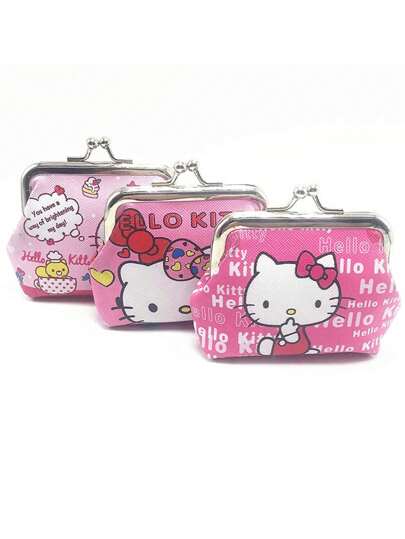 Sanrio 1Pc Kawaii Hello Kittys Coin Purse Anime Cute Kitty Cat Character Wallet Decorate Accessories (Some Parts May Be Random) For Travel Storage Bag,Makeup Bag,Cosmetic Bag,Vacation Organizer,Large Capacity Makeup Organizer Makeup Case, For Lipstick, Brush, Skincare, Mobile Phone, Coin, Small Items, For Home,Gift,Vacation And Festival Halloween Christmas Multifunctional Use,Boho Vibes