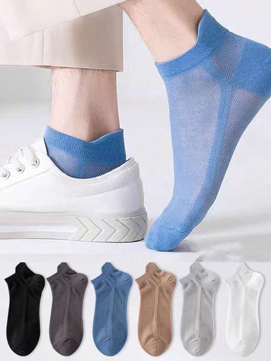3 Pairs Men's Breathable Mesh Ankle Socks, Low Cut, Anti-Odor, Quick-Drying, Lightweight Summer Sports Socks Designed For Workout, Leisure, Business