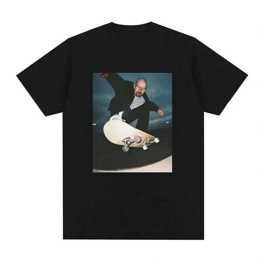 Breaking Bad Heisenberg T-Shirts Man Walter White 90s Skate T-Shirt Men Women Graphic Print T Shirt Cotton Casual Tee Shirt Tops - Black - View 1