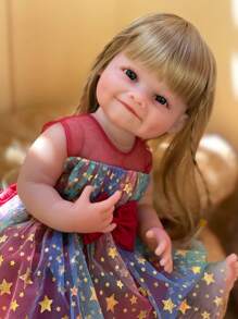 22 Inch Smile Girl Reborn Baby Doll Handmade Soft Touch Full Body Soft Vinyl Newborn Baby Doll For Children Birthday Gifts