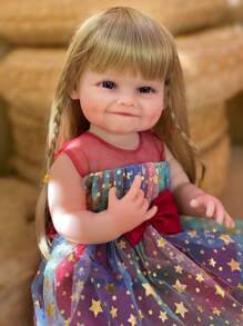 22 Inch Smile Girl Reborn Baby Doll Handmade Soft Touch Full Body Soft Vinyl Newborn Baby Doll For Children Birthday Gifts