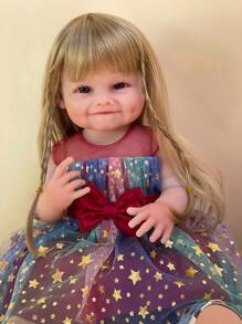 22 Inch Smile Girl Reborn Baby Doll Handmade Soft Touch Full Body Soft Vinyl Newborn Baby Doll For Children Birthday Gifts