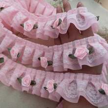 1 stuk dubbellaags kant rand 3D bloemen ruche Lolita stijl rand decoratie