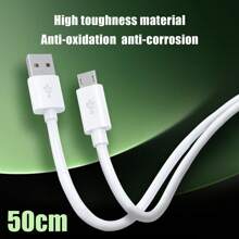 1 Cable Micro USB, blanco de 19,7 pulgadas, 2 en 1 para carga y transmisión, compatible con múltiples dispositivos, esencial para la oficina y los viajes. Es compatible con una amplia gama de dispositivos y es un elemento esencial tanto para el trabajo de oficina como para los viajes. - Blanco - Ver 6