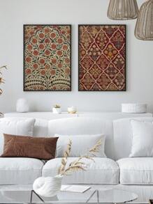 2 Pieces Flower Posters Arabic Print Picture Islamic Wall Painting Vintage Wall Arts Aesthetics Art Printing Fashion Room Decor Living Room Wall Decoration No Frame Gifts Birthday Graduation