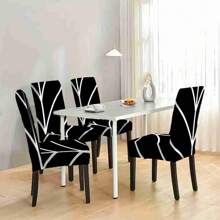 2/4/6pcs Creative Personalized, Special Black And White Texture Decoration, Printed Chair Cover, Fashionable Printing, Elastic And Easy To Install, Enhancing Seat Style