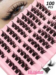 Rikuaild Rikuaild 10 Row 100PCS Individual Eyelash D Curl 10-16mm DIY Clusters Extra Thick & Fluffy & Natural Look Reusable Individual Eyelash Kit For Self Use At Home Or On-The-Go For Daily Life & Wedding & Dating & Party & Music Festival