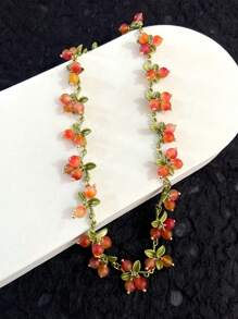 Juego de joyas artesanales con piedras naturales con diseño floral - Incluyendo pendientes, pulsera y collar para mujeres - Pendientes pulsera collar con piedras de color arándano - Ver 25