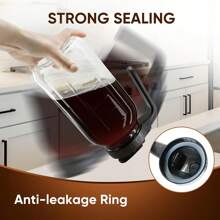 64oz Large Capacity Cold Brew Coffee Maker Jar - Durable Thick Glass Multipurpose Mason Pitcher With Spout Lid, Handle, And Stainless Steel Filter For Iced Coffee, Lemonade, Ice Tea, And Homemade Fruit Drinks, Ideal For Cafes, Restaurants, And Home Use - 灰色 - 查看 6