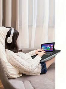 1pc Portable Small Pillow Desk, Laptop Desk, Slouchy Desk, Tablet, Desk On Table Bed, Student Dormitory Bed Removable Multifunctional Carbon Fiber Patterned Pillow Computer Bracket, Heightened Laptop Pad