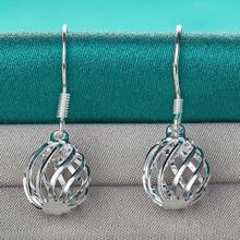 Hot 925 Silver Plated Earrings Fashion Jewelry Elegant Woman Charm Twist Wavy Round Drop Earrings Trendsetter Christmas Gifts - Silver - View 5