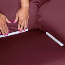 Sofa Cover Fitted 2 And 3 Seater Plain Spandex Fabric + Fasteners - Burgundy - View 3