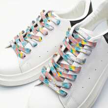 1 Pair Colorful Flat Shoelaces, Creative Fruit & Star Design Shoe Strings - FH.03-gray Fruit Laces - View 4