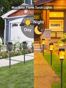 1/2/4/6 pièces, Lumières solaires, Lumières décoratives d'extérieur, Alimentées à l'énergie solaire, Convient pour les festivals, les fêtes, les jardins, les parcs, les lumières décoratives, les lumières de pelouse, Illuminez votre jardin avec la flamme vacillante de l'énergie solaire