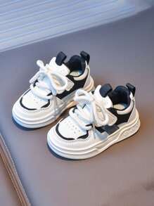 1 双儿童时尚百搭运动鞋，拼色，钩环扣，防滑，耐磨，适合上学和玩耍，春秋季 - 黑色 - 查看 20