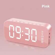 Reloj Despertador Digital Multifuncional con Bluetooth y Radio FM - Rosa - Ver 5
