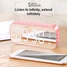 Reloj Despertador Digital Multifuncional con Bluetooth y Radio FM - Rosa - Ver 4