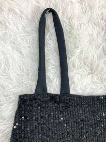 Women's Sequin Shorts Set With Pockets, Cropped Top And Straps For Bloggers - màu đen - Xem 4